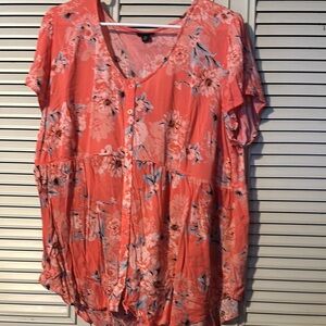 Torrid Coral Flutter Sleeve Blouse with Relaxed Fit